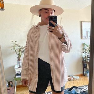 Aerie beige striped button up too